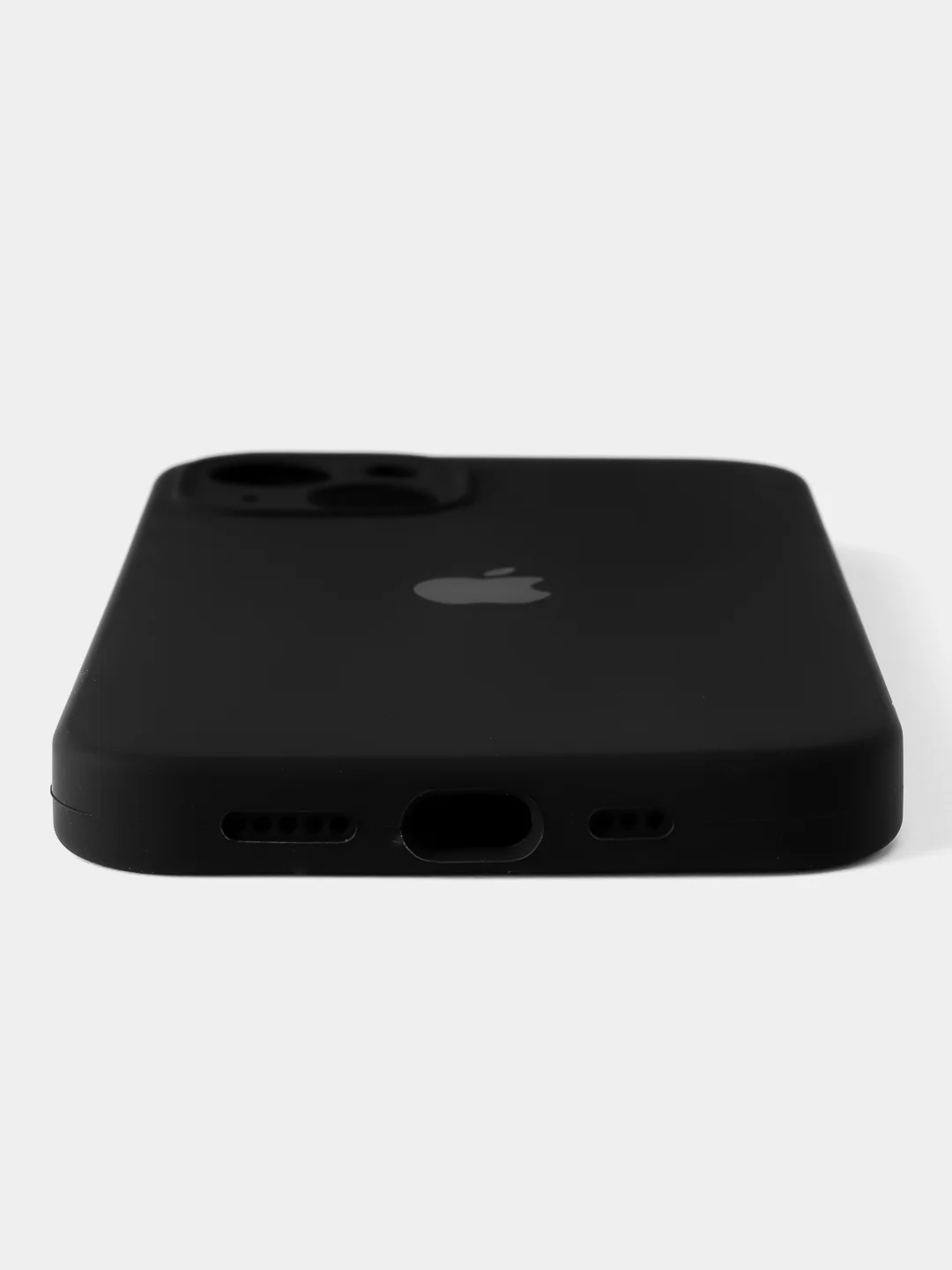 Черный силиконовый чехол на Айфон 13 с логотипом / Silicone Case iPhone 13
