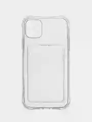 Прозрачный чехол iPhone 11, XR, X, XS, 12 Pro Max с карманом для карт, прозрачный
