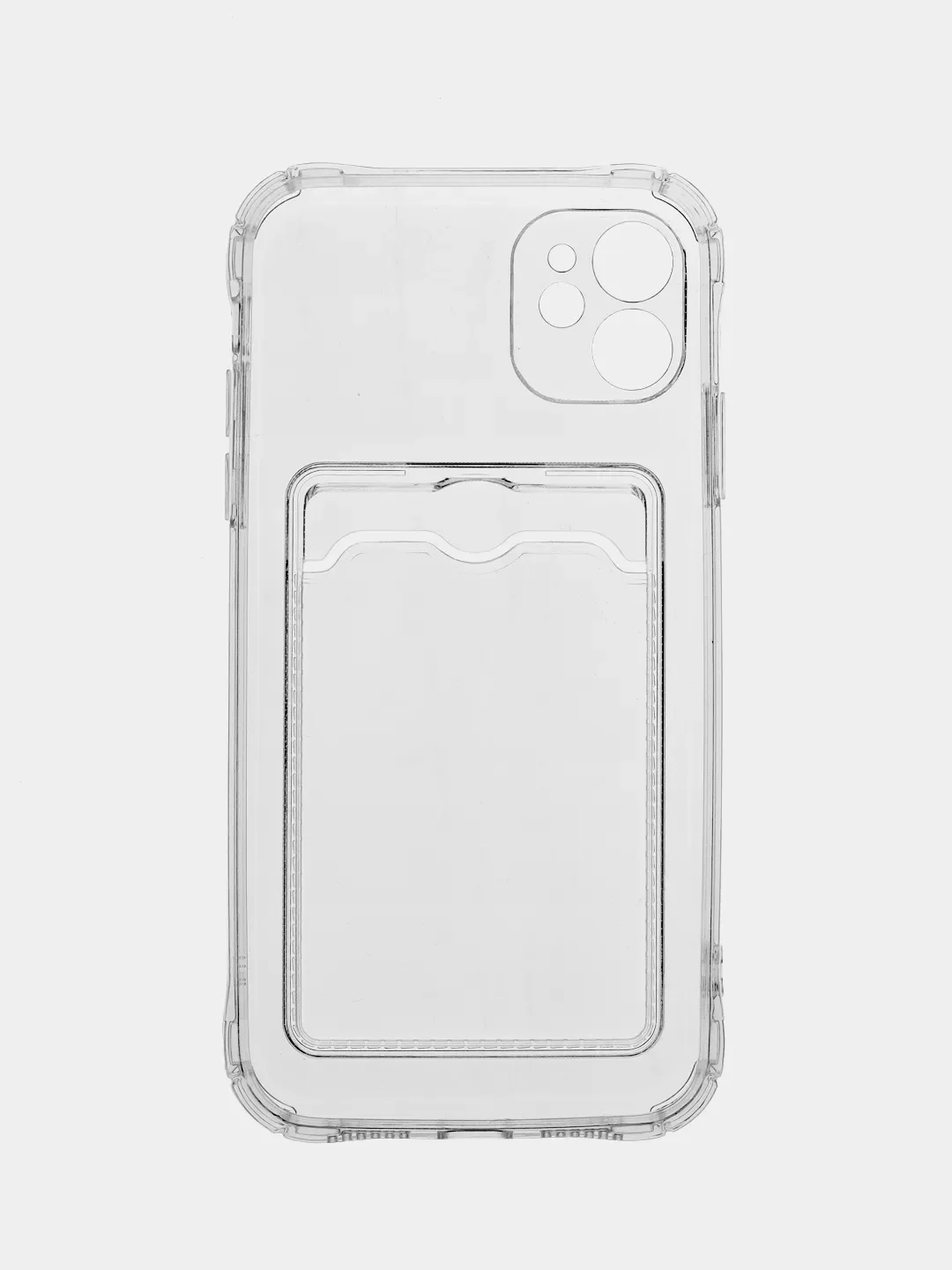 Прозрачный чехол iPhone 11, XR, X, XS, 12 Pro Max с карманом для карт, прозрачный