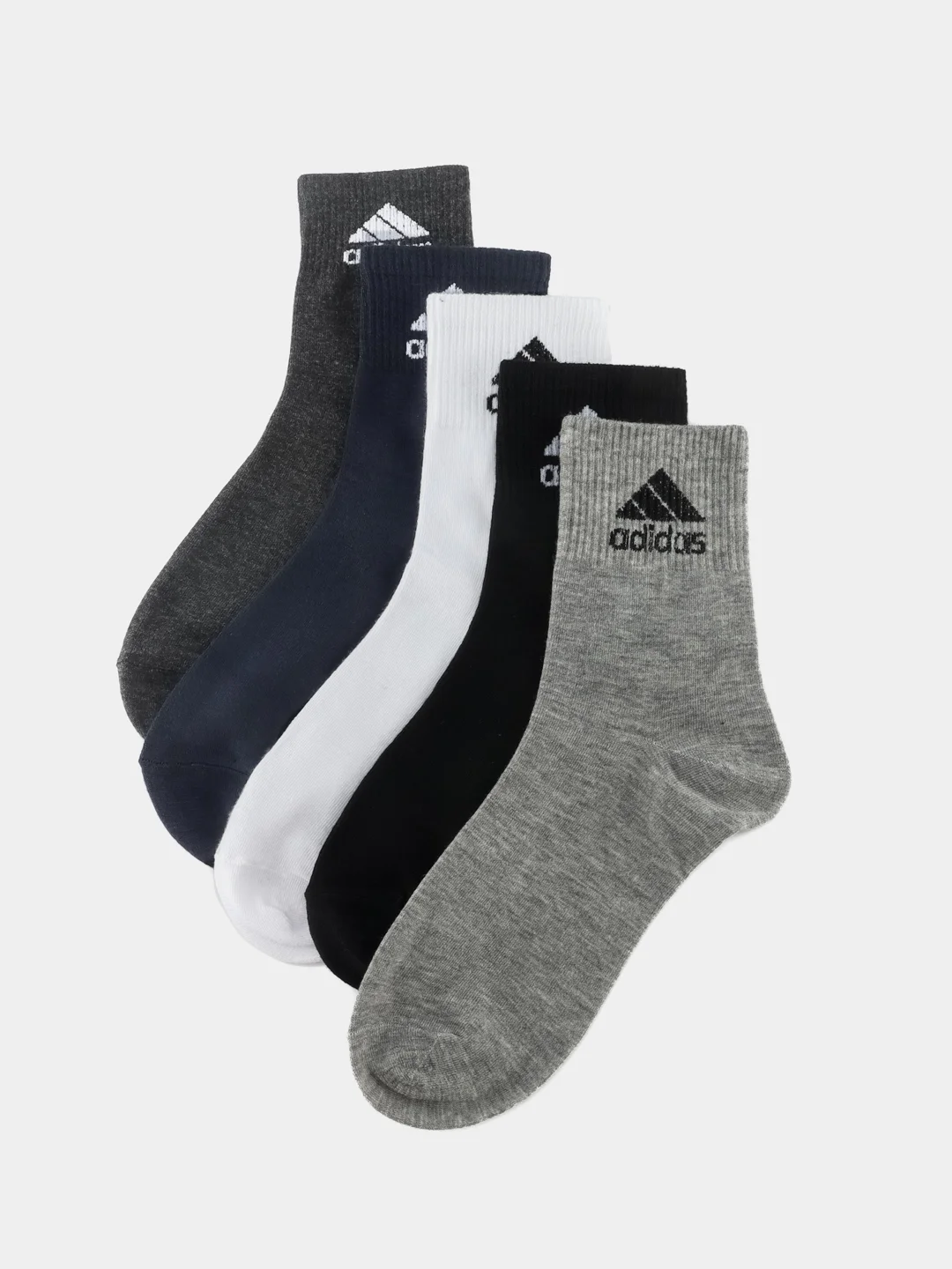 Носки женские спортивные с вышитым принтом Адидас (Adidas) средней длины хлопок, 5 пар
