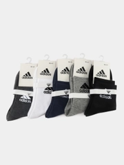 Носки женские спортивные с вышитым принтом Адидас (Adidas) средней длины хлопок, 5 пар