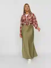 Хаки юбка атласная шелковая нарядная макси