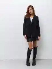 Черный пиджак оверсайз двубортный классический деловой офисный