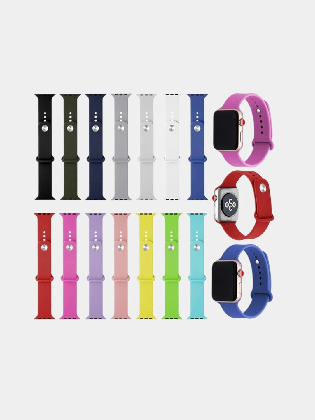 Желтый силиконовый ремешок для Apple Watch 38-40-41 мм, 42-44-45 мм, размеры S, M, спортивный