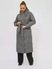 Пуховик зимний теплый на пуху без капюшона длинный