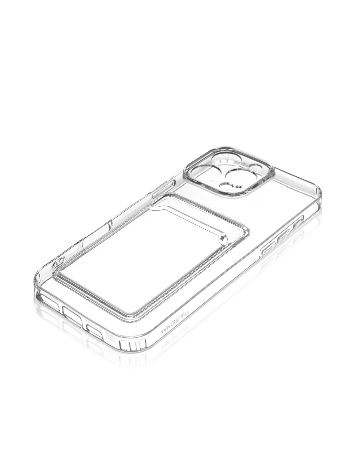 Прозрачный чехол для iPhone 16, Pro, Max, Plus силиконовый BROSCORP с карманом для карт, картхолдер