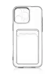 Прозрачный чехол для iPhone 16, Pro, Max, Plus силиконовый BROSCORP с карманом для карт, картхолдер