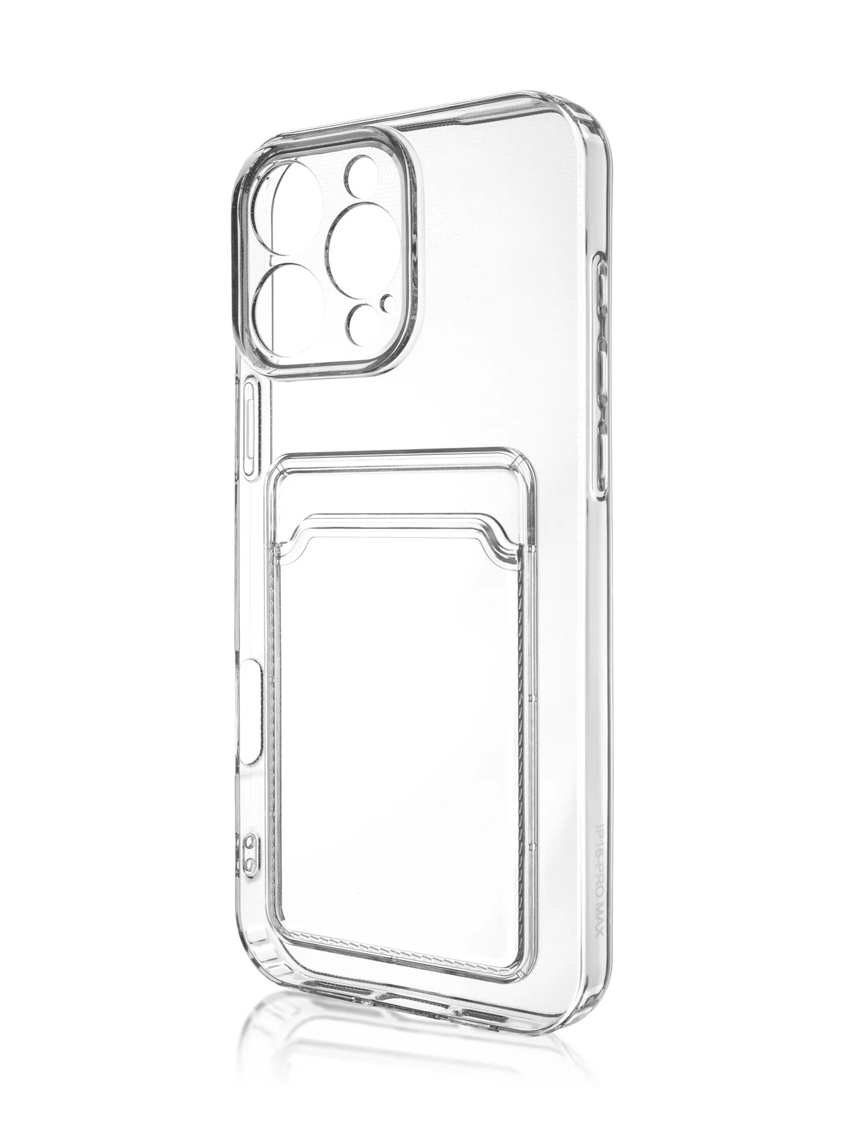 Прозрачный чехол для iPhone 16, Pro, Max, Plus силиконовый BROSCORP с карманом для карт, картхолдер