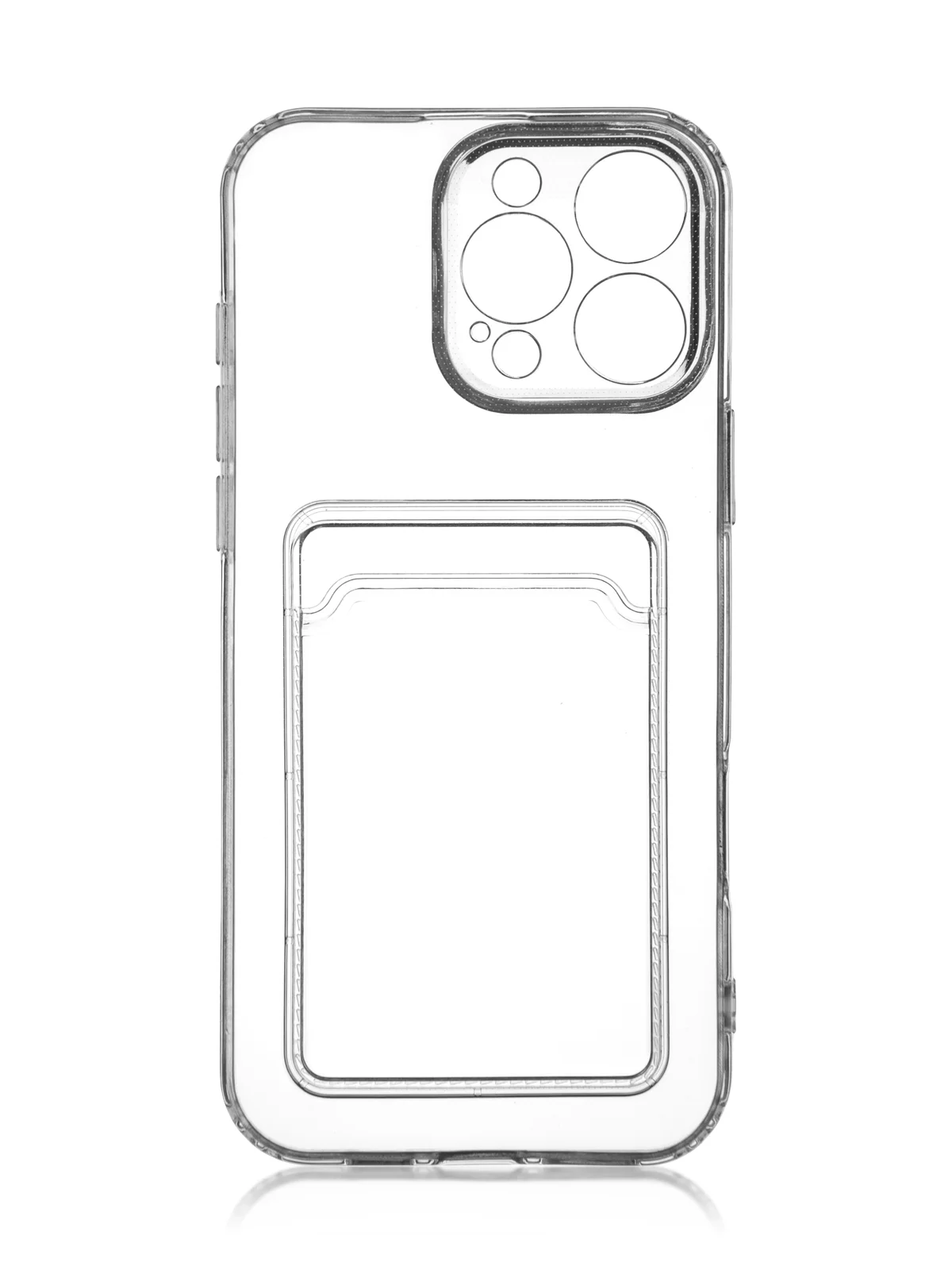 Прозрачный чехол для iPhone 16, Pro, Max, Plus силиконовый BROSCORP с карманом для карт, картхолдер