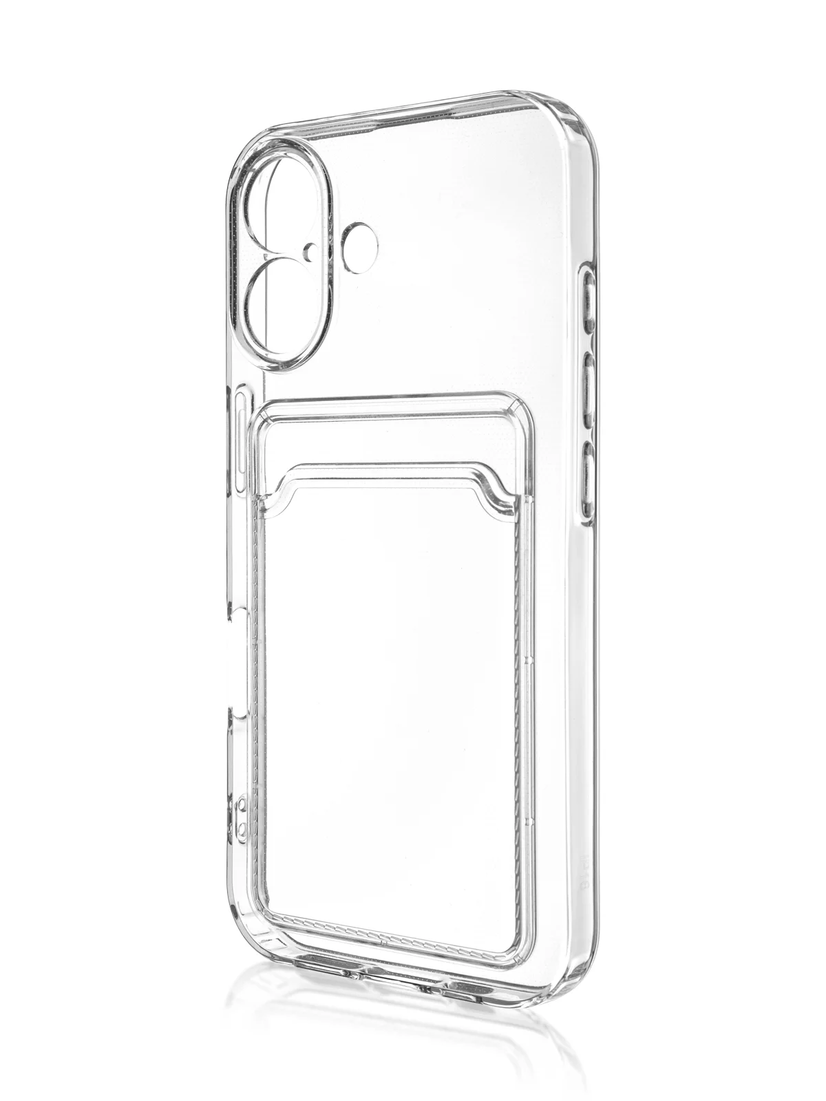 Прозрачный чехол для iPhone 16, Pro, Max, Plus силиконовый BROSCORP с карманом для карт, картхолдер