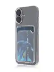 Прозрачный чехол для iPhone 16, Pro, Max, Plus силиконовый BROSCORP с карманом для карт, картхолдер