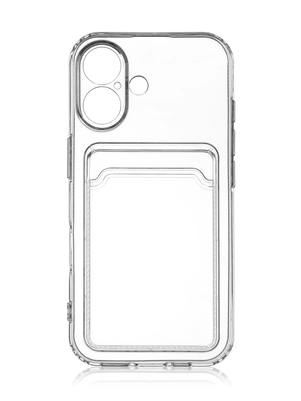 Прозрачный чехол для iPhone 16, Pro, Max, Plus силиконовый BROSCORP с карманом для карт, картхолдер