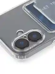 Прозрачный чехол для iPhone 16, Pro, Max, Plus силиконовый BROSCORP с карманом для карт, картхолдер