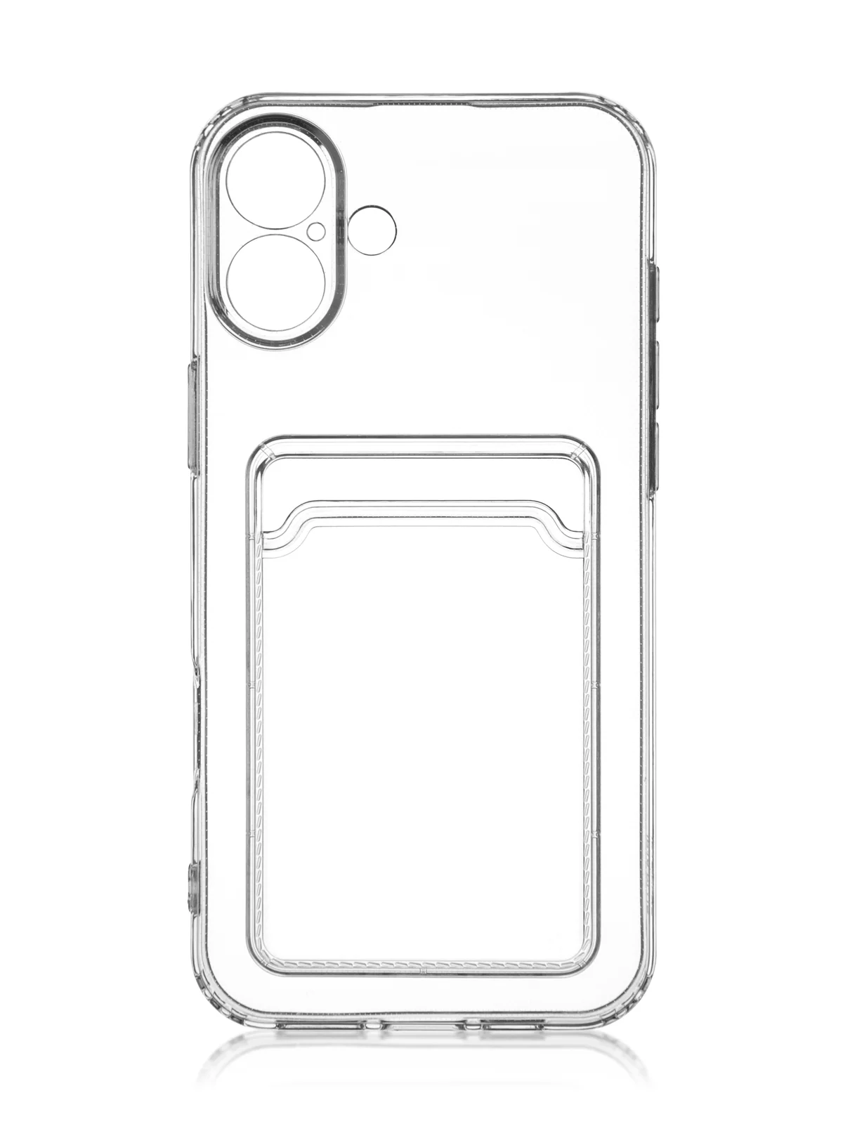 Прозрачный чехол для iPhone 16, Pro, Max, Plus силиконовый BROSCORP с карманом для карт, картхолдер