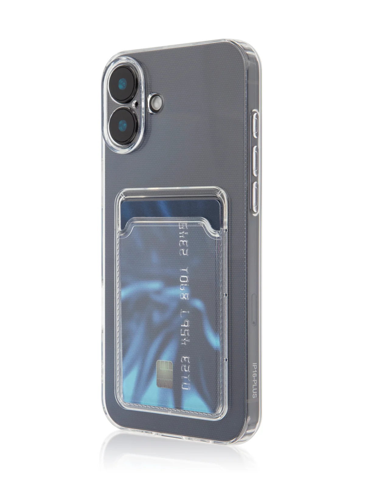 Прозрачный чехол для iPhone 16, Pro, Max, Plus силиконовый BROSCORP с карманом для карт, картхолдер