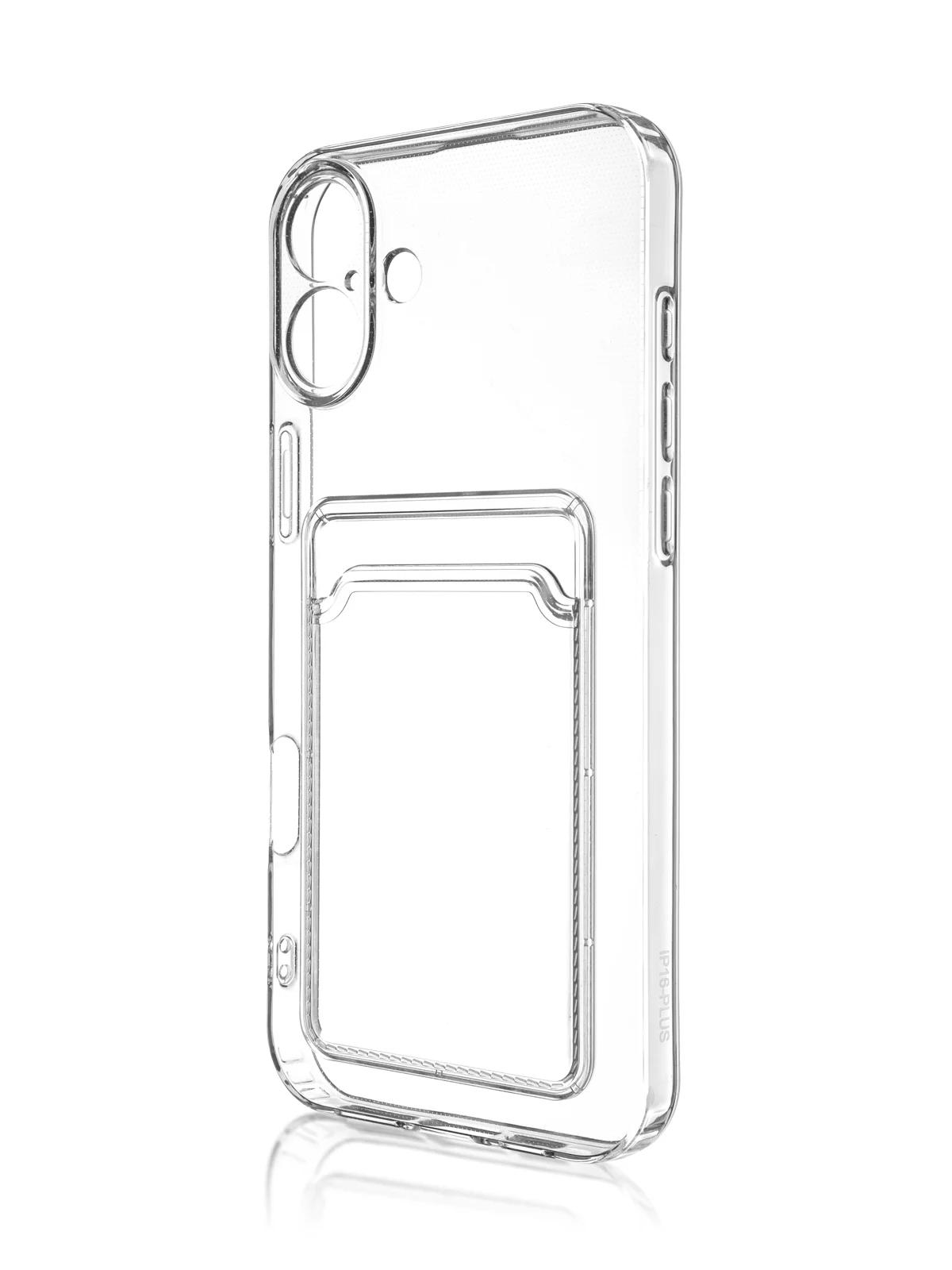Прозрачный чехол для iPhone 16, Pro, Max, Plus силиконовый BROSCORP с карманом для карт, картхолдер