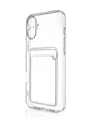 Прозрачный чехол для iPhone 16, Pro, Max, Plus силиконовый BROSCORP с карманом для карт, картхолдер