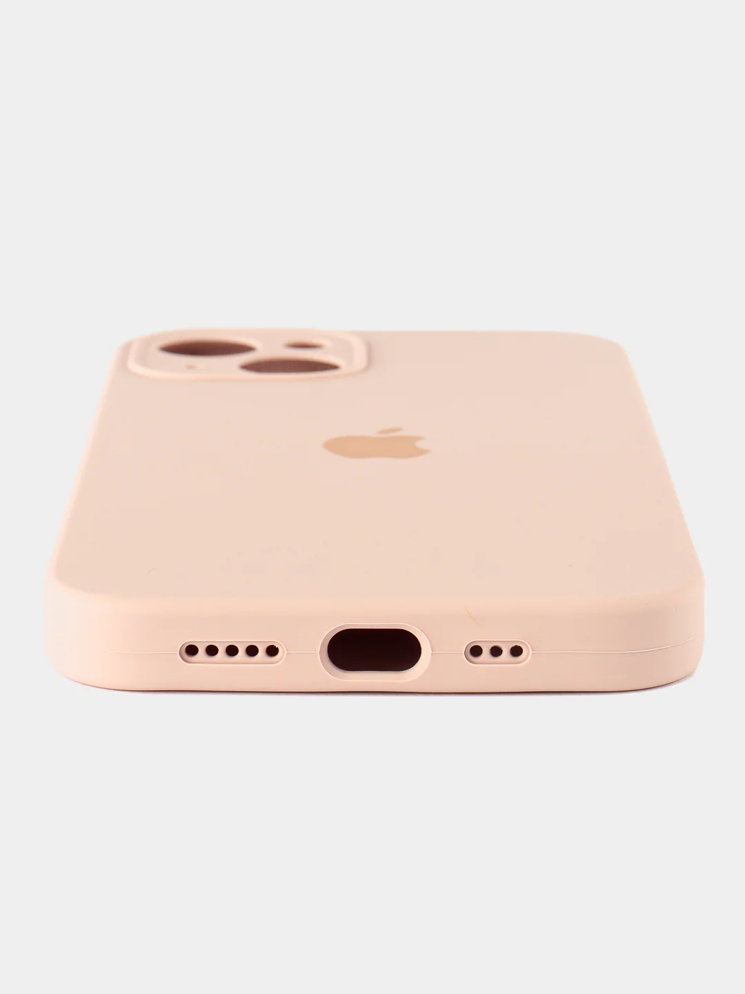 Пудровый силиконовый чехол на Айфон 13 с логотипом / Silicone Case iPhone 13