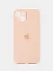 Пудровый силиконовый чехол на Айфон 13 с логотипом / Silicone Case iPhone 13