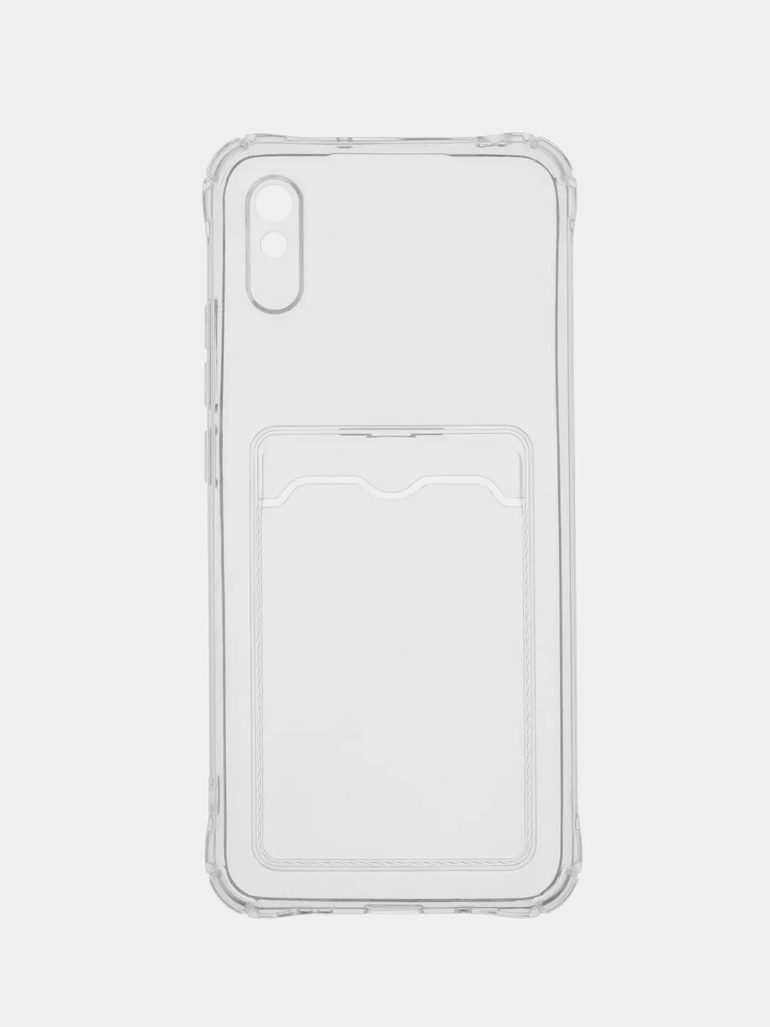 Прозрачный силиконовый чехол для Xiaomi Redmi 9A / Сяоми Редми 9А прозрачный, с карманом для карт
