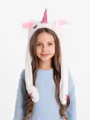 Белый шапка плюшевая с двигающимися ушами