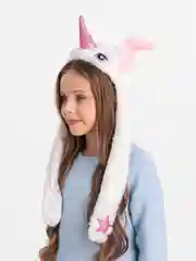 Белый шапка плюшевая с двигающимися ушами