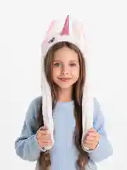 Белый шапка плюшевая с двигающимися ушами