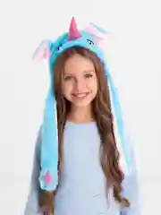 Голубой шапка плюшевая с двигающимися ушами