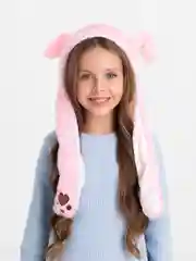 Пудровый шапка плюшевая с двигающимися ушами