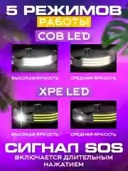 Черный фонарь налобный аккумуляторный светодиодный COBA CB-689-3