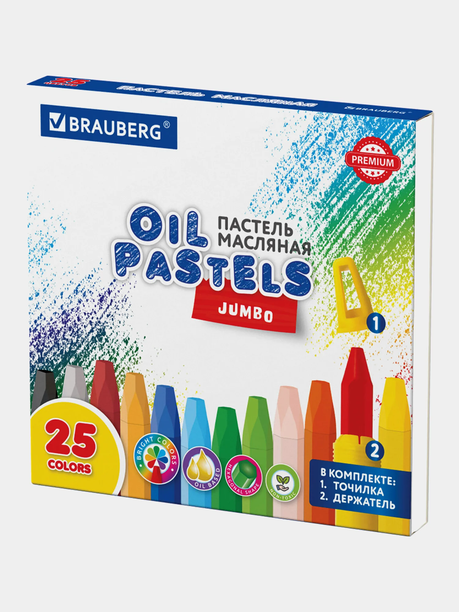 Восковые мелки, пастель масляная для рисования Brauberg Premium, 272712, набор 25 цветов