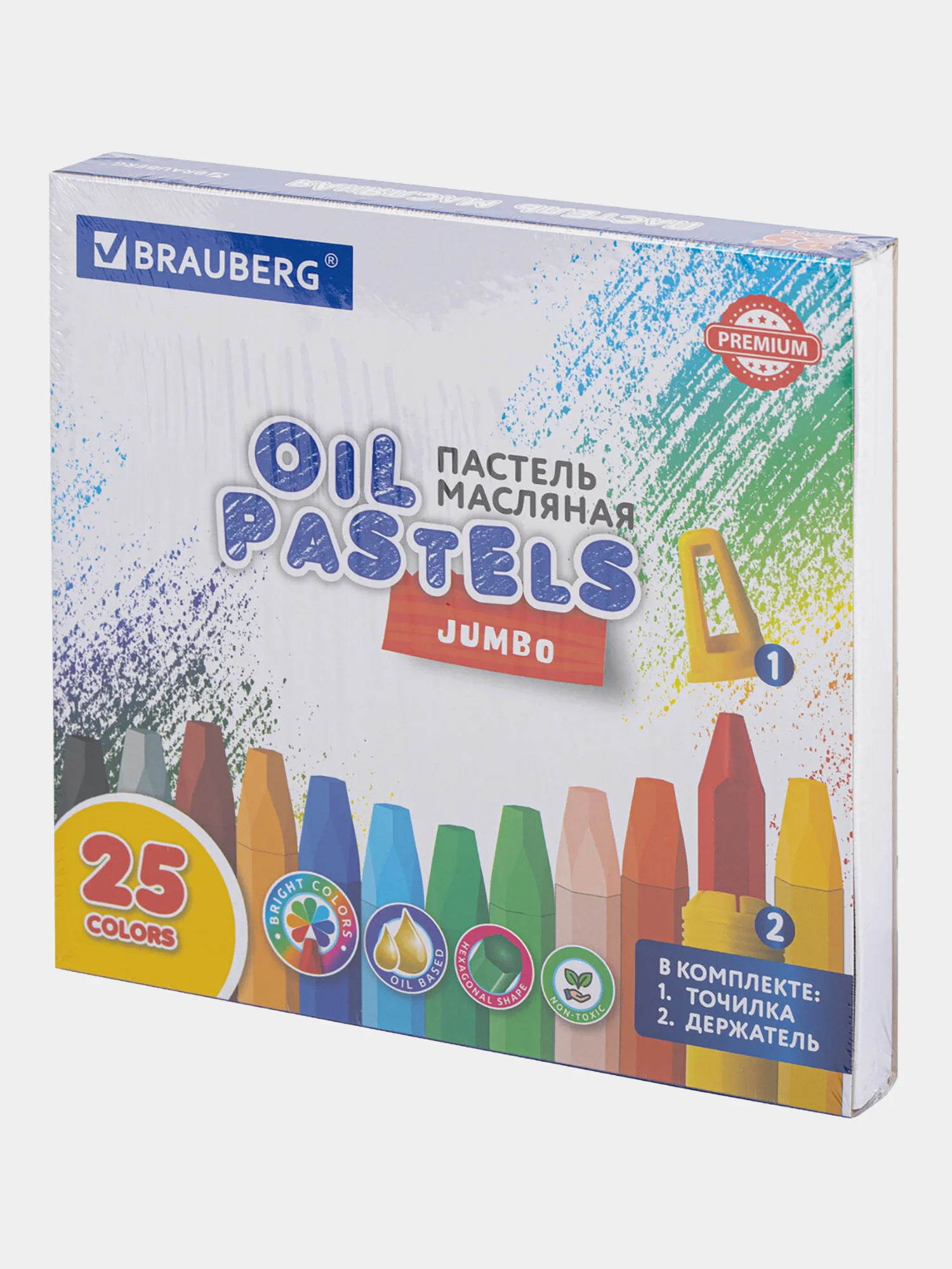 Восковые мелки, пастель масляная для рисования Brauberg Premium, 272712, набор 25 цветов
