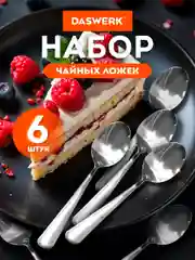 Ложки чайные Daswerk, 609075, набор 6 штук 13,5 см, нержавеющая сталь, серебристые