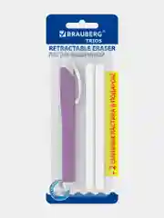 Ластик школьный выдвижной Brauberg Trios, 272691, стирательная резинка, 2 сменных ластика