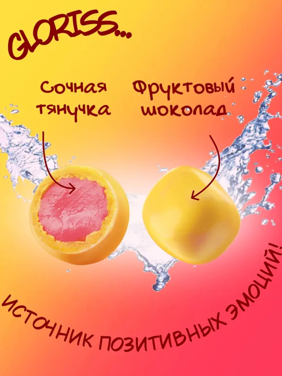 Жевательные конфеты Gloriss Jefrutto в шоколаде с различными вкусами, 75 г