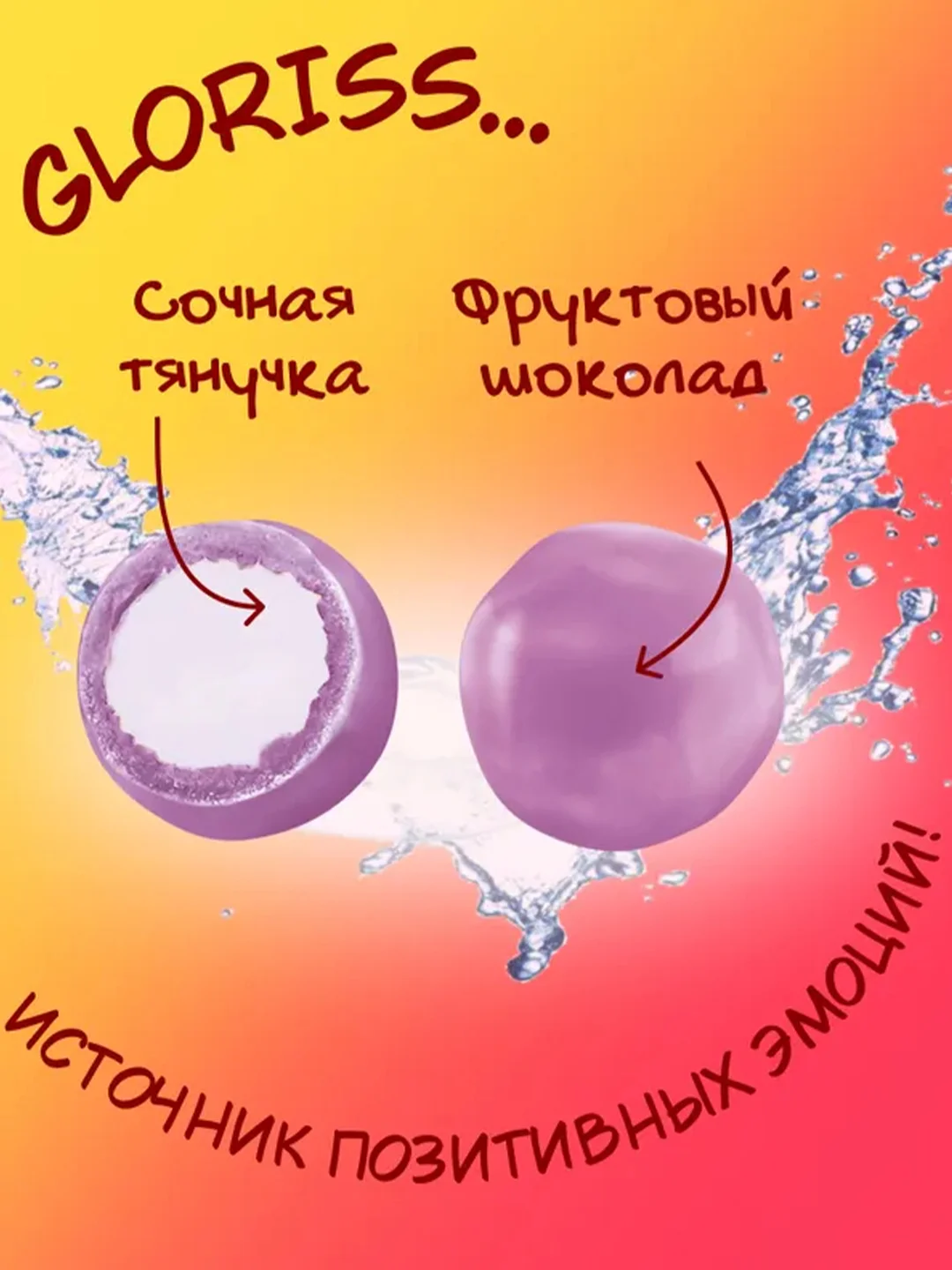 Жевательные конфеты Gloriss Jefrutto в шоколаде с различными вкусами, 75 г
