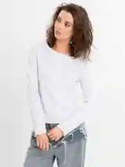 Белый лонгслив женский обтягивающий, в рубчик