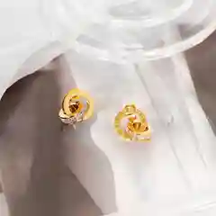 Желтый сережки, женские серьги, трендовые серьги кольца, серьги в стиле булгари, стиль картье