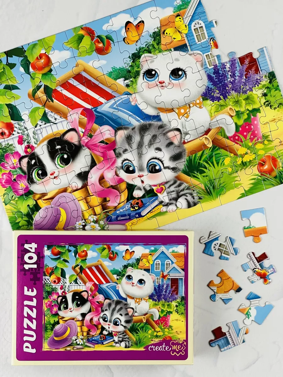 Пазлы 104эл Смешные котята Мозаика Игра Кошка Котенок