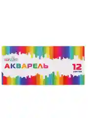 Краска Акварель, 12 цветов, в картонной коробке, без кисти