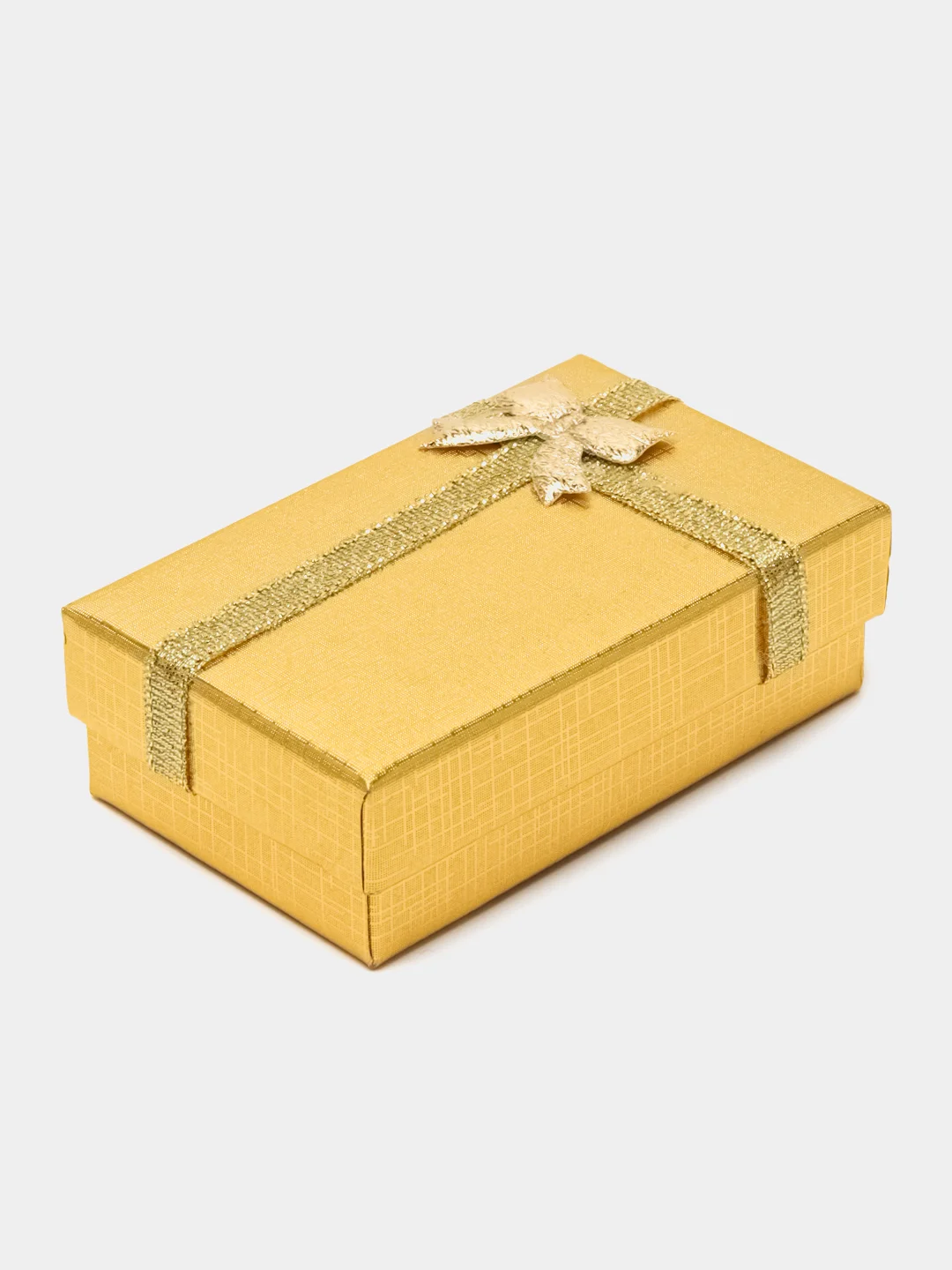 Золотой коробка подарочная для украшений 8*5*2,5 см с бантом