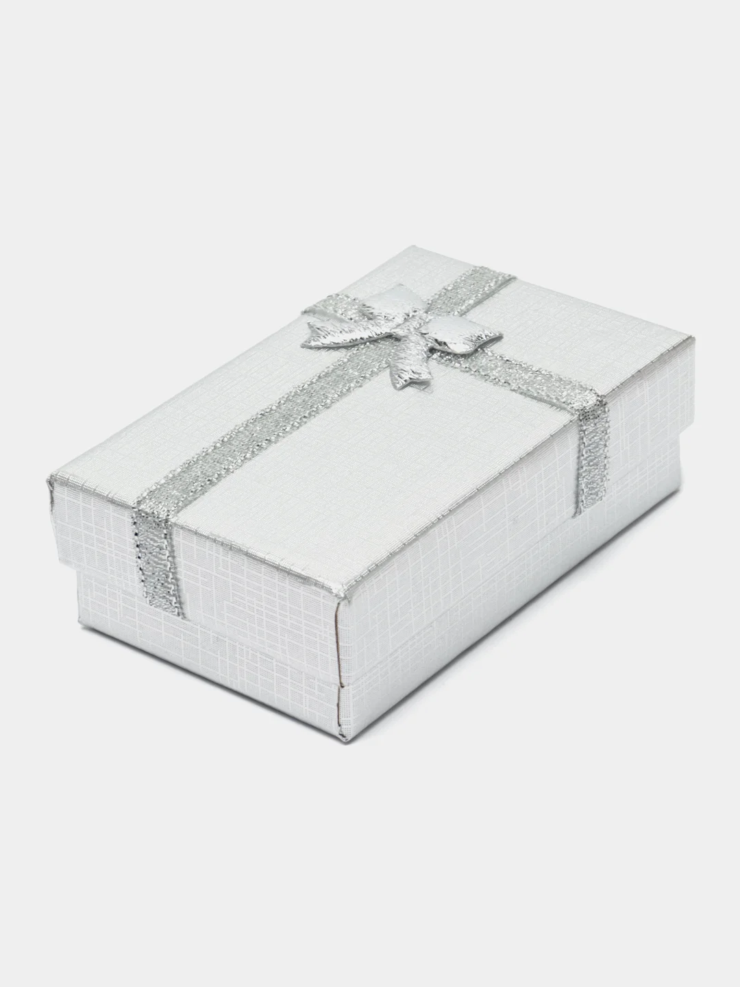 Серебряный коробка подарочная для украшений 8*5*2,5 см с бантом