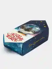 Темно-синий коробка подарочная новогодняя "Конфета", 2 размера