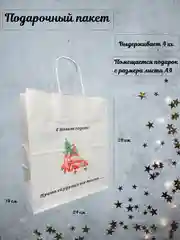 Алый пакет подарочный, бумажный, крафтовый, С Новым годом, 28 х 24 х 14 см