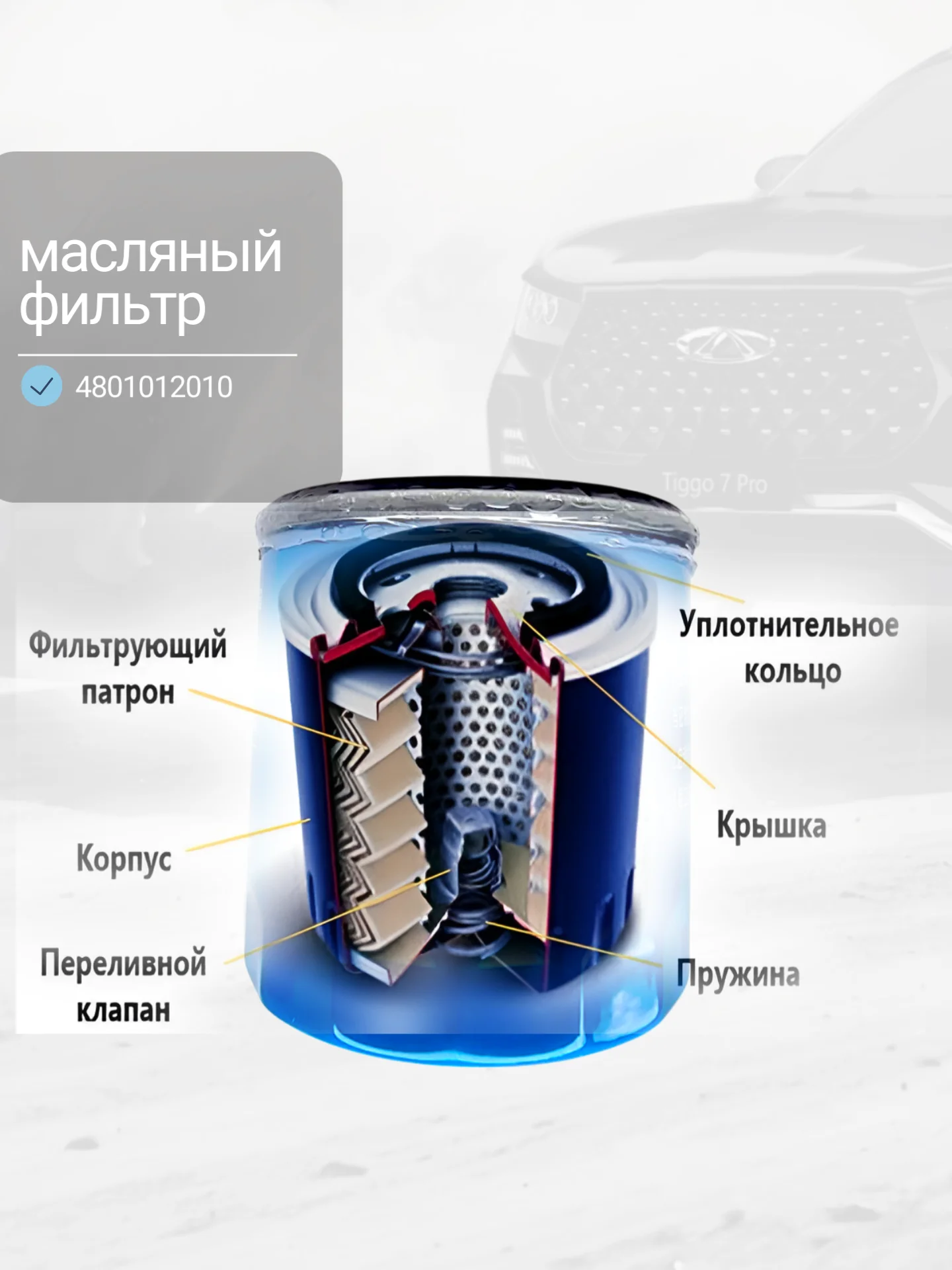 Фильтр масляный CHERY Tiggo, Exeed RX,Omoda арт. 4801012010