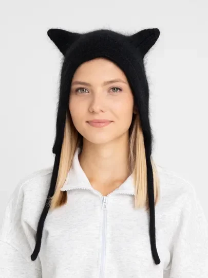 Белый шапка с ушками