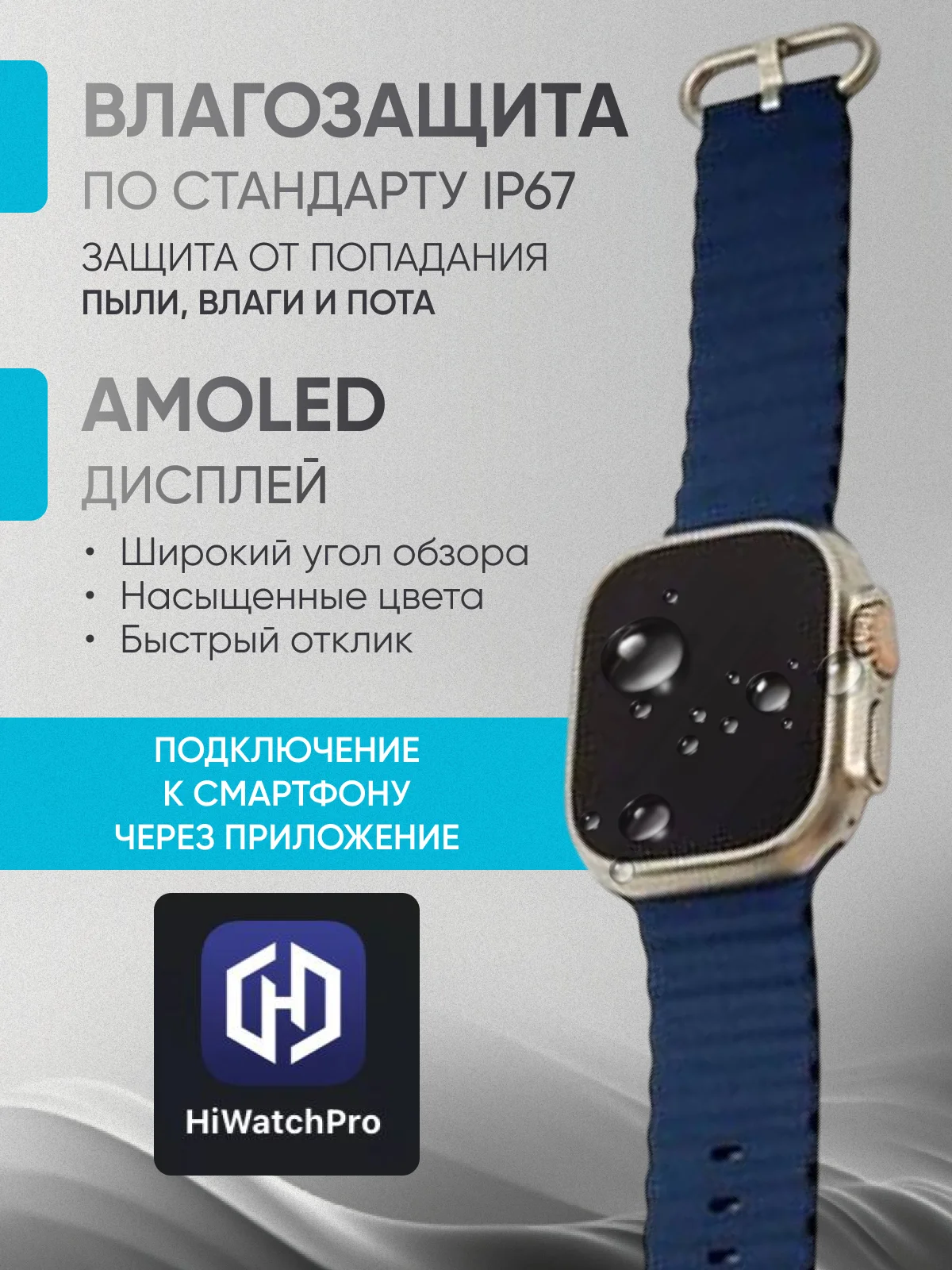 Темно-синий умные часы ,  Smart Watch 10 ULTRA, с поддержкой звонков и смс, AMOLED дисплей