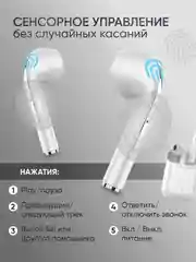 Белый беспроводные наушники TWS EARBUDS J18, с шумоподавлением, сенсорные, матовые, с микрофоном