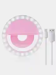 Розовый кольцевая селфи лампа аккумуляторная для смартфона, планшета, ноутбука Selfie Ring Light