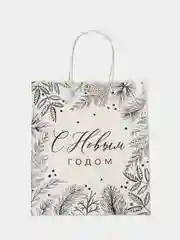 Белый пакет подарочный крафтовый "Серебро"